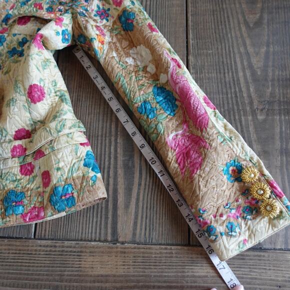 Vintage Valentino Jacket Skirt Suit 8 Silk Jacquard Patchwork Floral Italy Retro - Picture 10 of 15